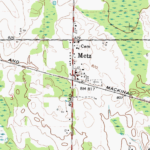 Topographic Map of Metz Station (historical), MI
