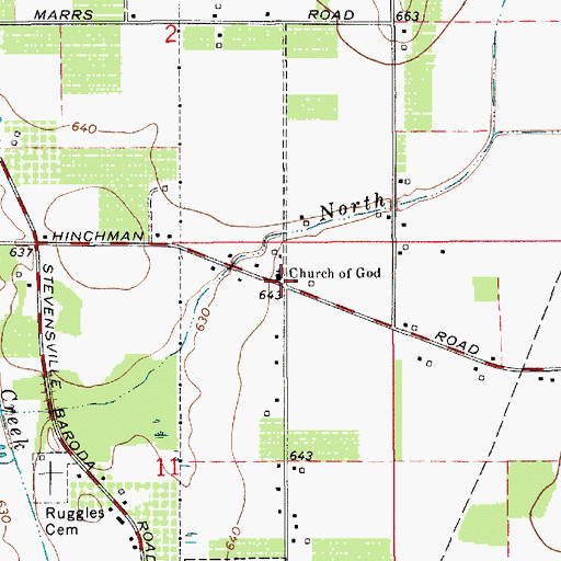 Topographic Map of Baroda Church of God, MI