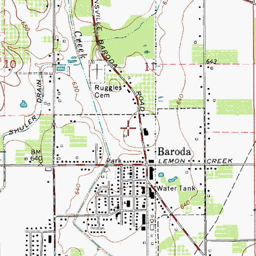 Topographic Map of Baroda Estates, MI