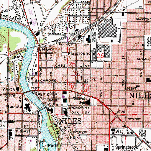 Topographic Map of Second Baptist Church Historical Marker, MI