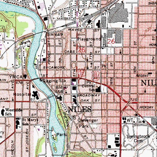 Topographic Map of The Chapin House Historical Marker, MI