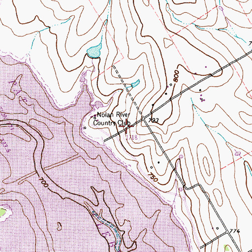 Topographic Map of Pat Cleburne Municipal Golf Course, TX