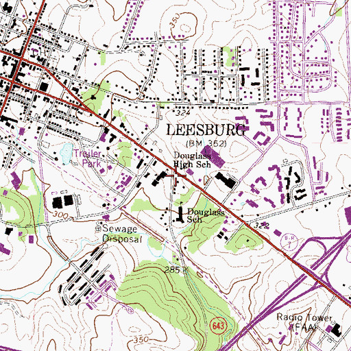 Topographic Map of Douglass Community Center, VA