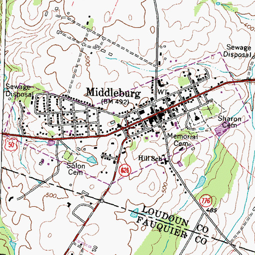Topographic Map of Middleburg Community Center, VA