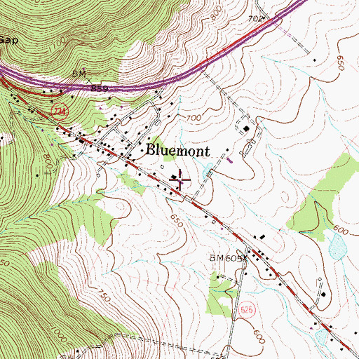 Topographic Map of Bluemont Community Center, VA