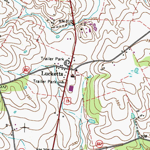 Topographic Map of Lucketts Community Center, VA