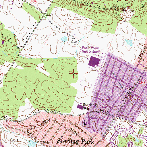 Topographic Map of Claude Moore Recreation Center, VA