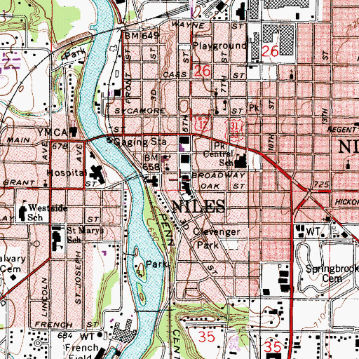 Topographic Map of Trinity Church Historical Marker, MI