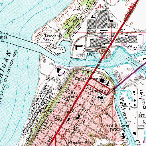 Topographic Map of Fort Miami Historical Marker, MI