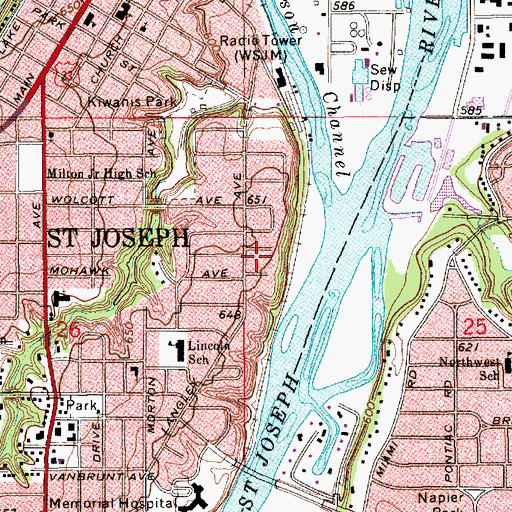 Topographic Map of Burnett's Post Historical Marker, MI