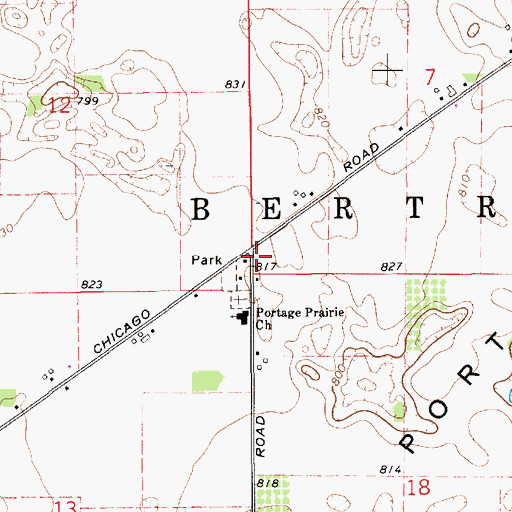 Topographic Map of Portage Prairie United Methodist Church, MI