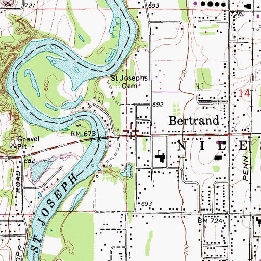 Topographic Map of Saint Joseph's Mission Historical Marker, MI