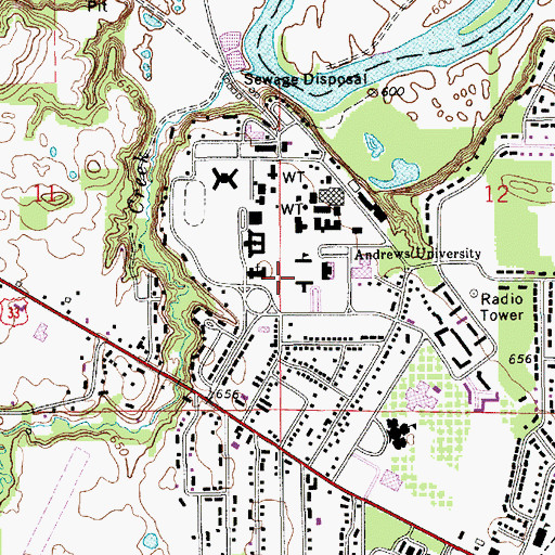 Topographic Map of Andrews University Historical Marker, MI