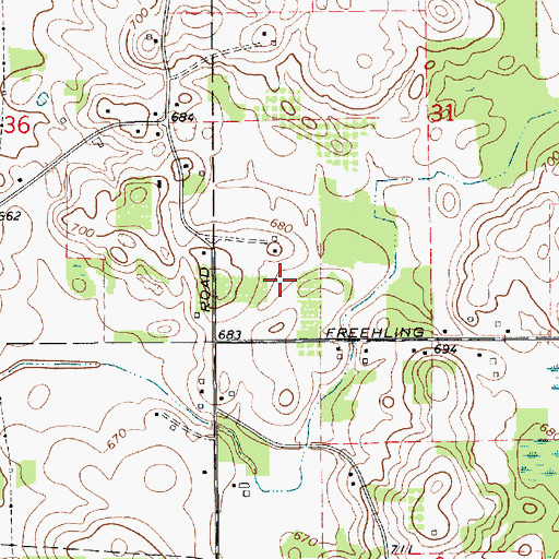 Topographic Map of Boyle Cemetery, MI