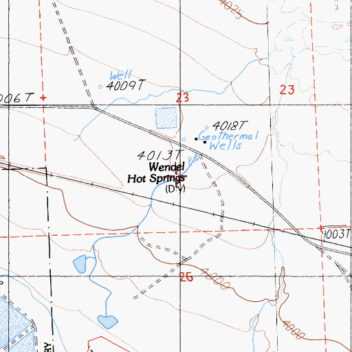 Topographic Map of Wendel Hot Springs, CA