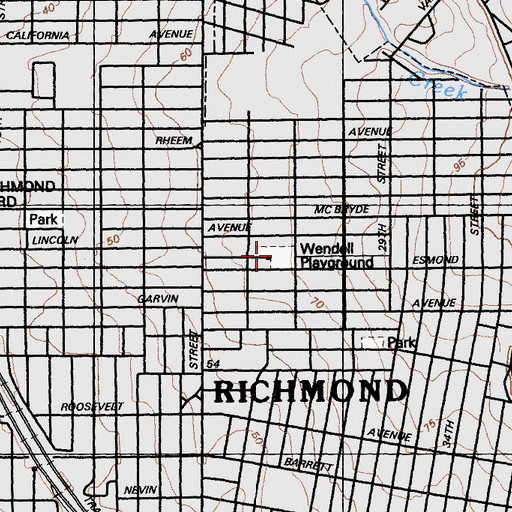 Topographic Map of Wendell Playground, CA
