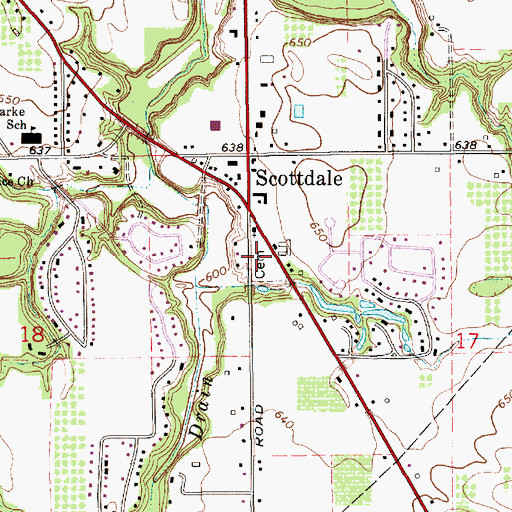 Topographic Map of Scottdale Cemetery, MI