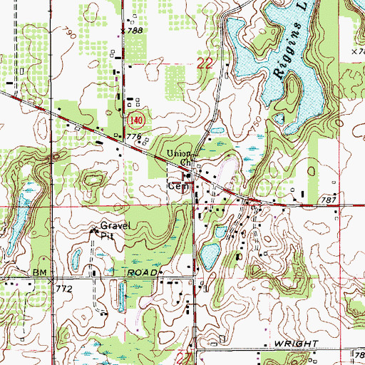 Topographic Map of Berrien Center Cemetery, MI