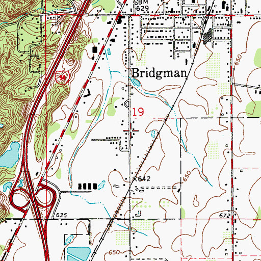 Topographic Map of Bridgman Cemetery, MI