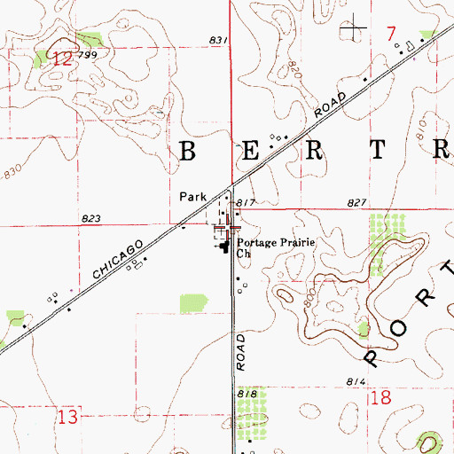 Topographic Map of Portage Prairie Cemetery, MI