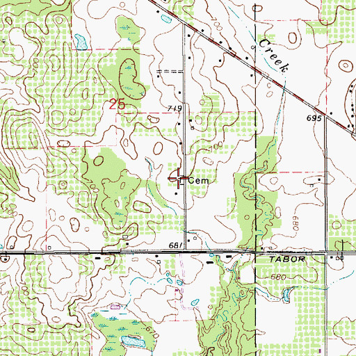 Topographic Map of Lett Cemetery, MI