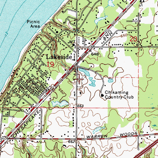 Topographic Map of Lakeside Cemetery, MI