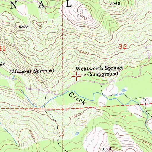 Topographic Map of Wentworth Springs Campground, CA
