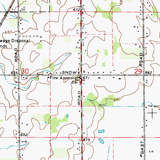 Topographic Map of California School Cemetery, MI