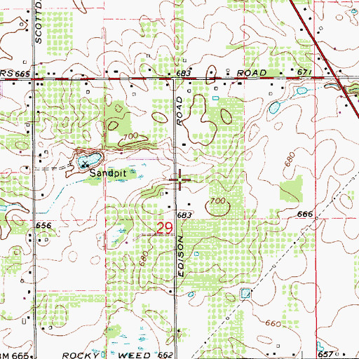Topographic Map of Royalton Cemetery, MI
