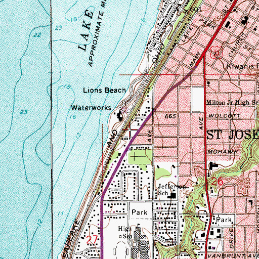 Topographic Map of Lakeview Cemetery, MI