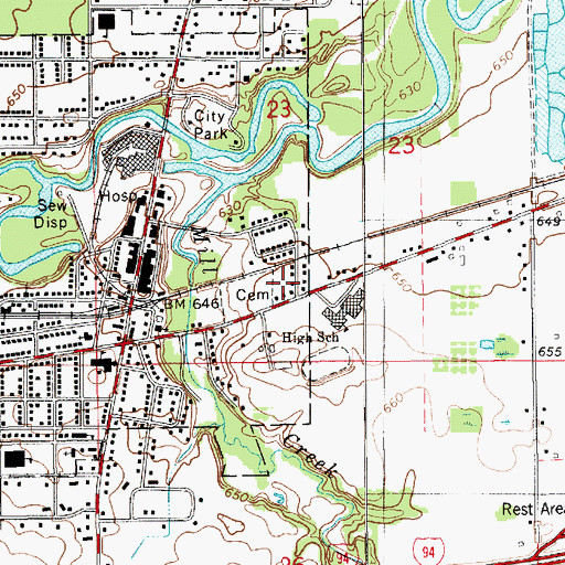Topographic Map of Watervliet Cemetery, MI