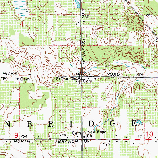 Topographic Map of Saint Pauls United Church of Christ Cemetery, MI