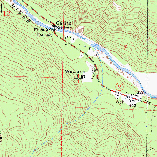 Topographic Map of Weonme Flat, CA