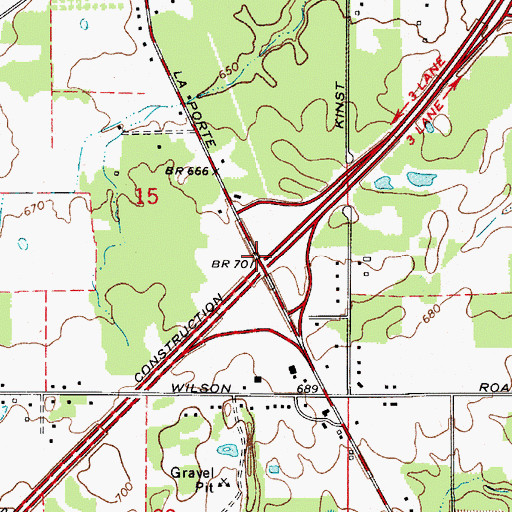Topographic Map of Interchange 1, MI
