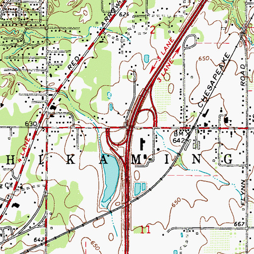 Topographic Map of Interchange 12, MI