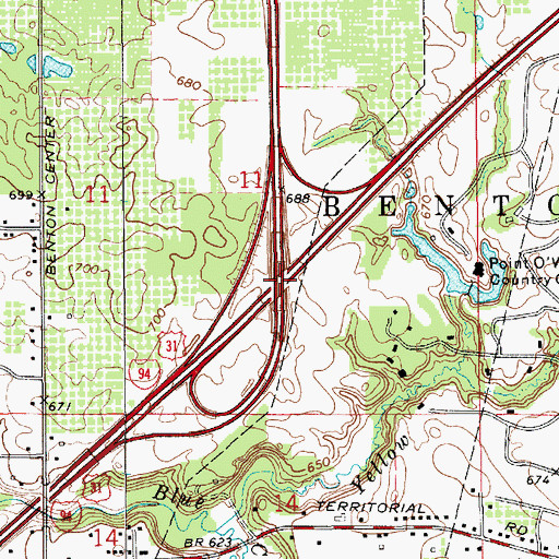 Topographic Map of Interchange 34, MI