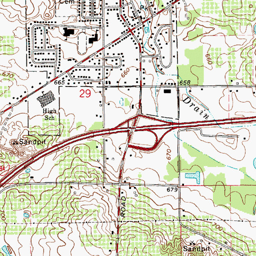 Topographic Map of Interchange 39, MI