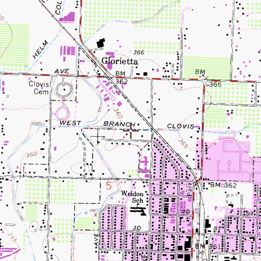 Topographic Map of West Branch Clovis Ditch, CA