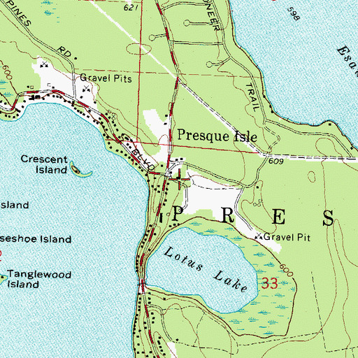 Topographic Map of Grand Lake Community Chapel, MI