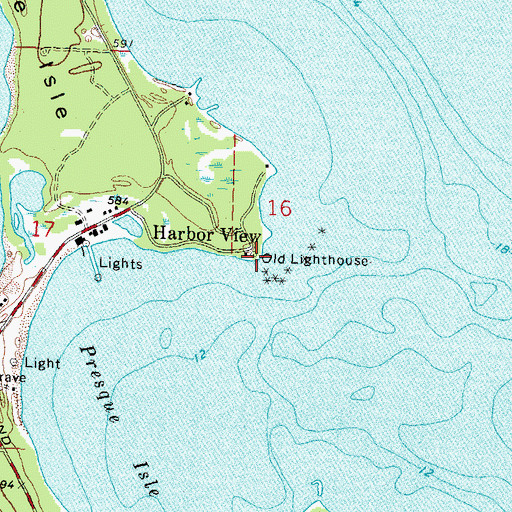 Topographic Map of Old Presque Isle Lighthouse, MI