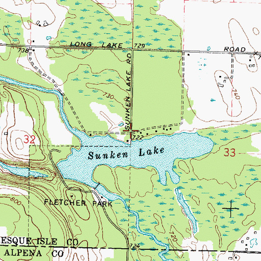 Topographic Map of Sunken Lake Park, MI