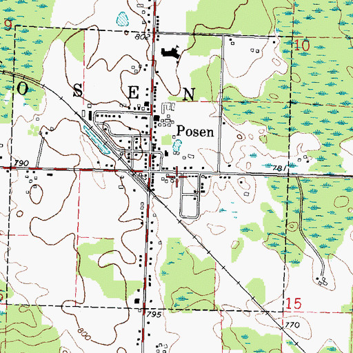 Topographic Map of Posen Area Fire and Rescue, MI