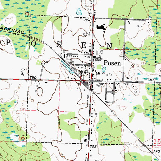 Topographic Map of Posen Station (historical), MI