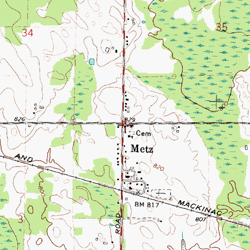 Topographic Map of Saint Peter Lutheran Church, MI