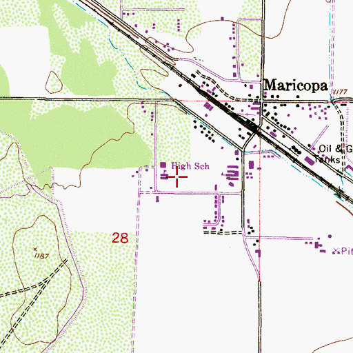 Topographic Map of Maricopa High School, AZ