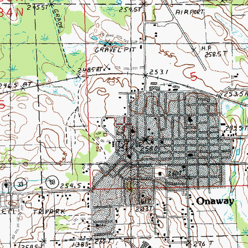 Topographic Map of Onaway Fire Department, MI