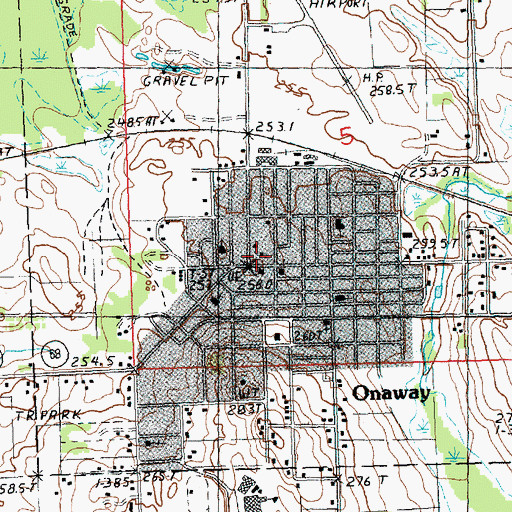 Topographic Map of Onaway Branch Library, MI