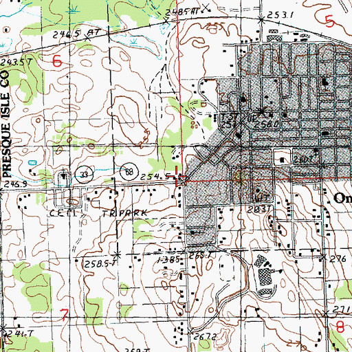 Topographic Map of Onaway Medical Center, MI