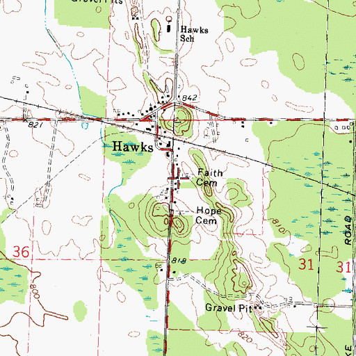 Topographic Map of Faith Lutheran Church, MI