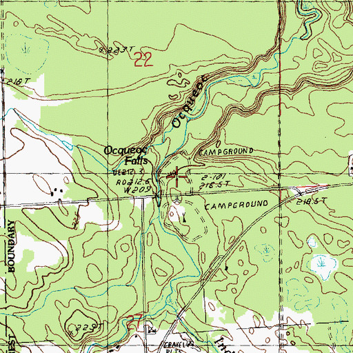 Topographic Map of Ocqueoc Falls State Forest Campground, MI